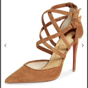 Christian Louboutin Victorville 100 Veau Velour Perf Biscotto 37.5